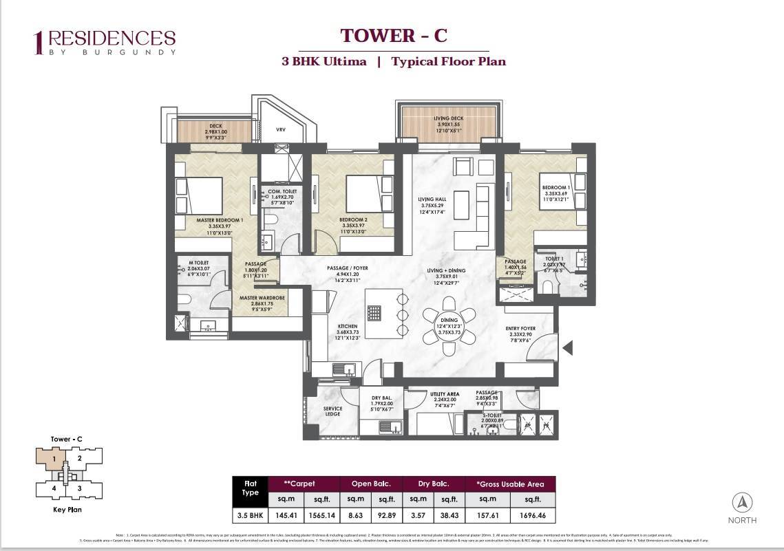 3.5 BHK 1 Residences Floor plan