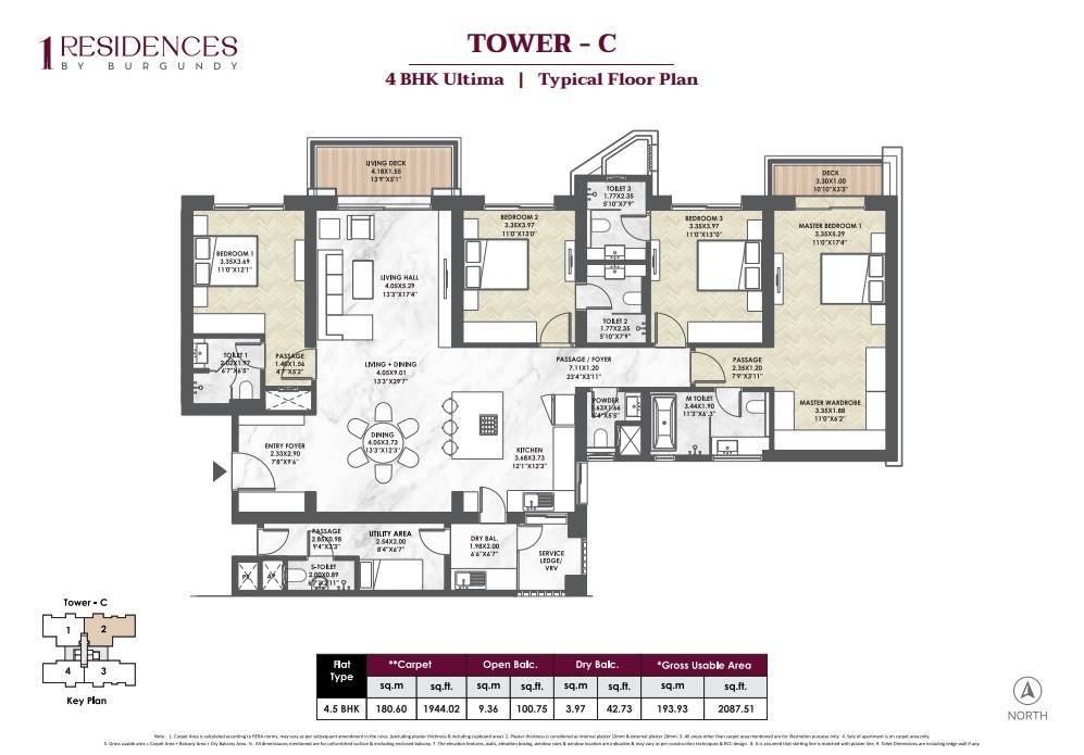 4 BHK 1 residences floor Plans Prices